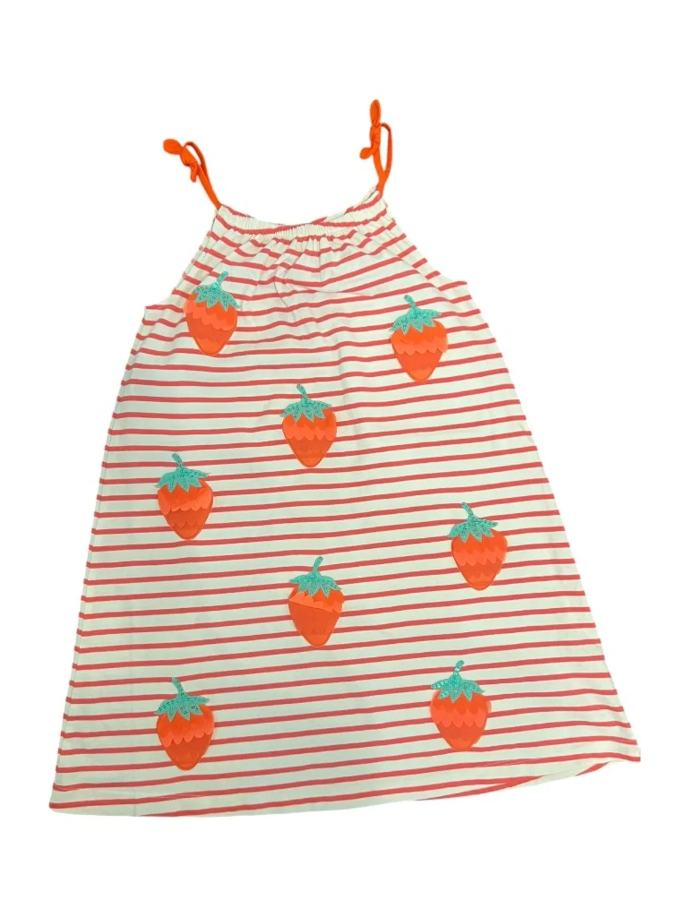 Mini Boden Strawberry Appliqué Dress Size 9-10Y 140cm 100% Cotton